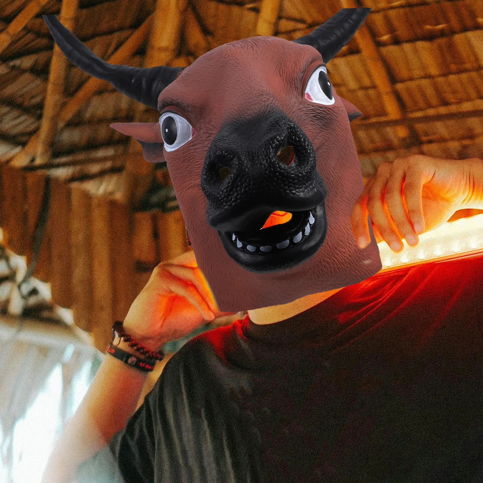

1pc Cow Head Mask Halloween Party Costume Animal Headgear Cosplay Festival Decorative Mask Scary Funny Dress Up Props Animal