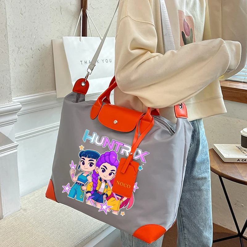 

KPop Demon Hunterss Tote Bag Girl Kawaii Anime Shoulder Bags Women Cartoon Fashion Large Capacity Luggage Storage Bags Handbag