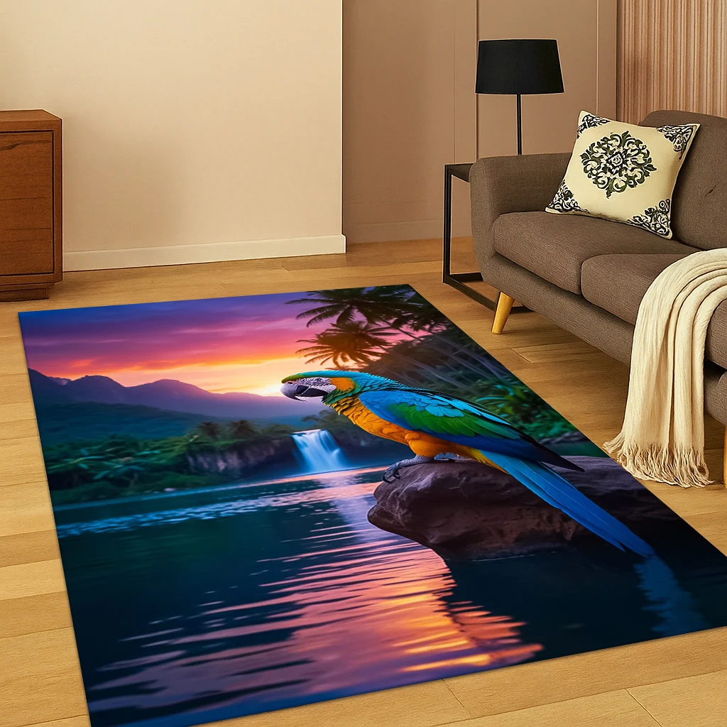 Bunter Ara, Wellensittich, Vogel, Papagei, Teppich für Wohnzimmer, Sofa, Zuhause, Schlafzimmer, Fußmatte, Dekor, Spielzimmer, rutschfester Teppich, Geschenk