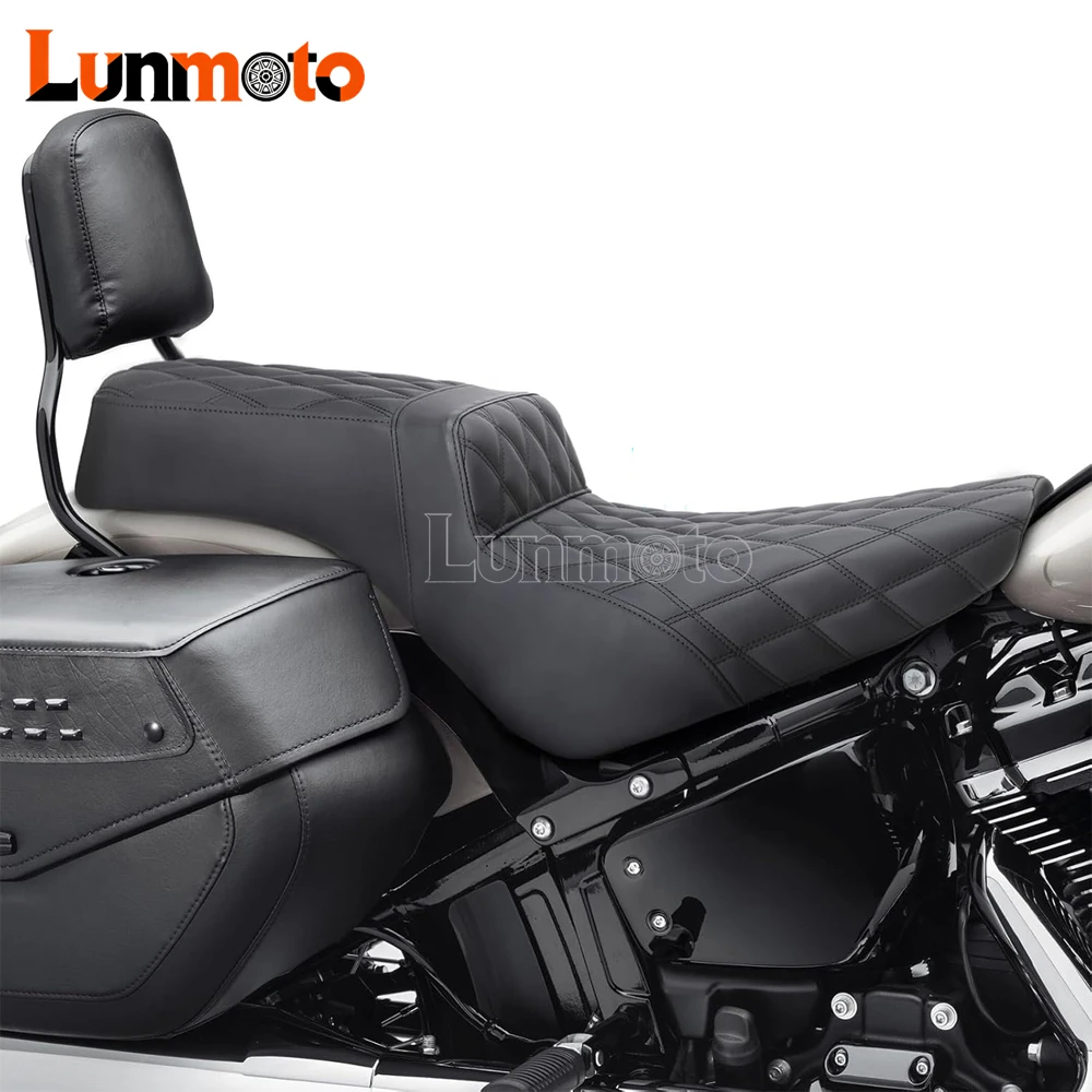 Motorcycle One Piece Driver Passenger Seat For Harley Softail Street Bob FXBB FXBBS Standard Heritage Classic Slim Deluxe2018-25 - view 2