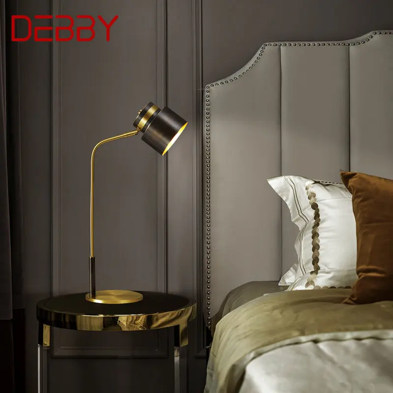 DEBBY-Lámpara LED de mesa de latón contemporáneo, luz de escritorio de cama Simple creativa para el hogar, sala de estar, dormitorio, decoración de estudio