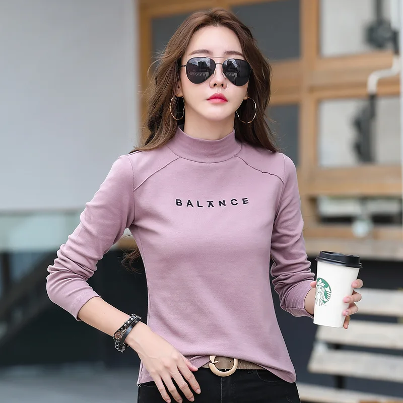 HI-FASHION Women Long Sleeve Cotton Autumn Shirt Spring Korean Female Tops Tees Casual Plus Size Loose Patchwork Woman Blouse