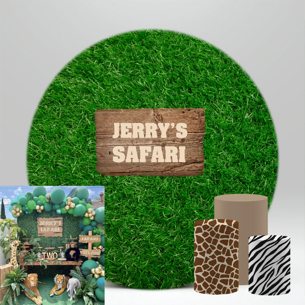 

Green Grass Round Backdrop Spring Nature Safari Party Newborn Baby Shower Birthday Decoration Circle Props NO-234