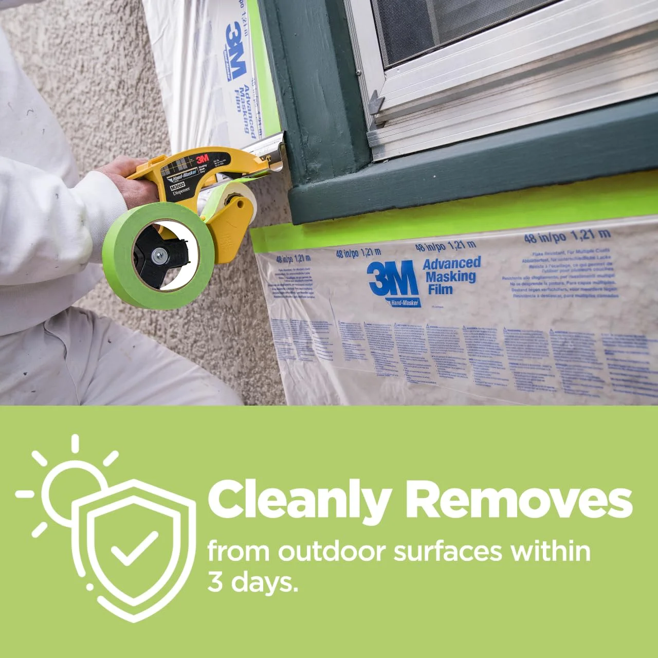 Fita adesiva verde profissional, adesivo forte mais removível para pulverização automotiva, pintura de parede e projetos DIY