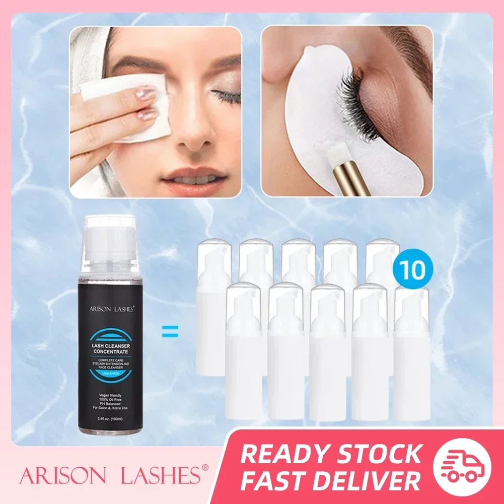 

ARISON 100ml Eyelash Extension Shampoo Concentrate Kit Lash Bath Foam Cleanser Mousse Oil-Free Vegan Friendly For Daily Face