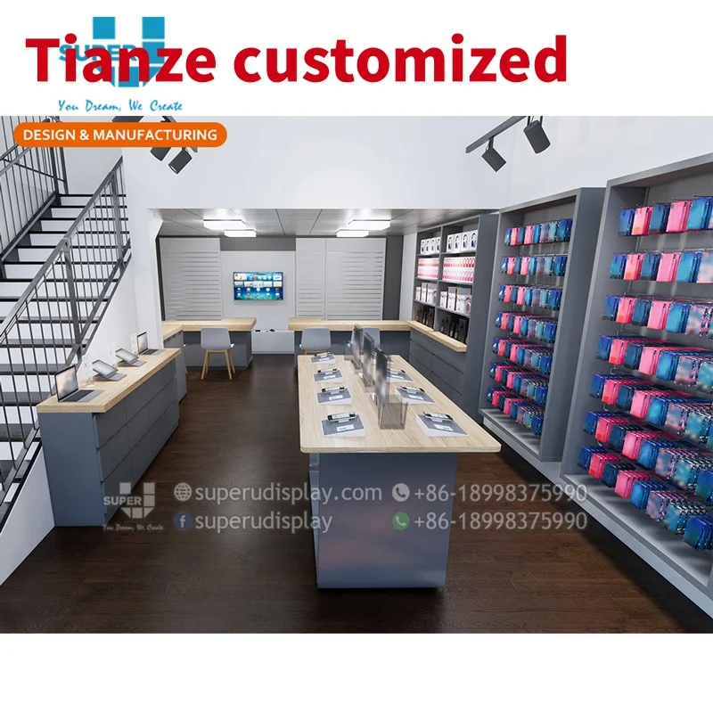 (customized)Professional Mobile Phone Shop Interior Decoration Ideas Cellphone Store Display Fixture