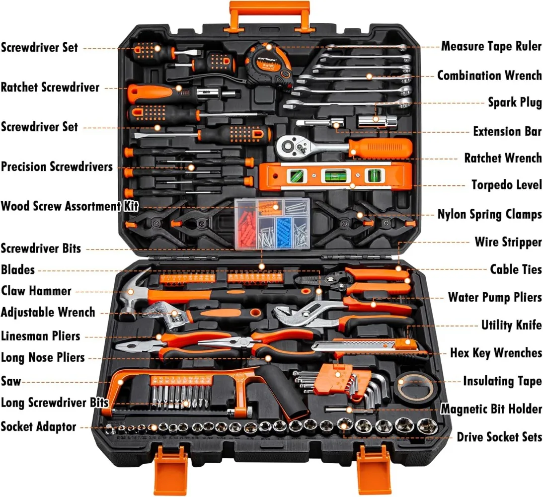 CARTMAN 238 Piece Socket Wrench Auto Repair Tool Combination Package Mixed General Household with Plastic Toolbox Storage Case