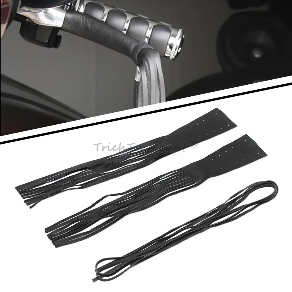 

Пара накладок на рычаги тормоза/сцепления для мотоциклов из микрофибры под кожу с бахромой, совместимые с рычагами Harley Davidson