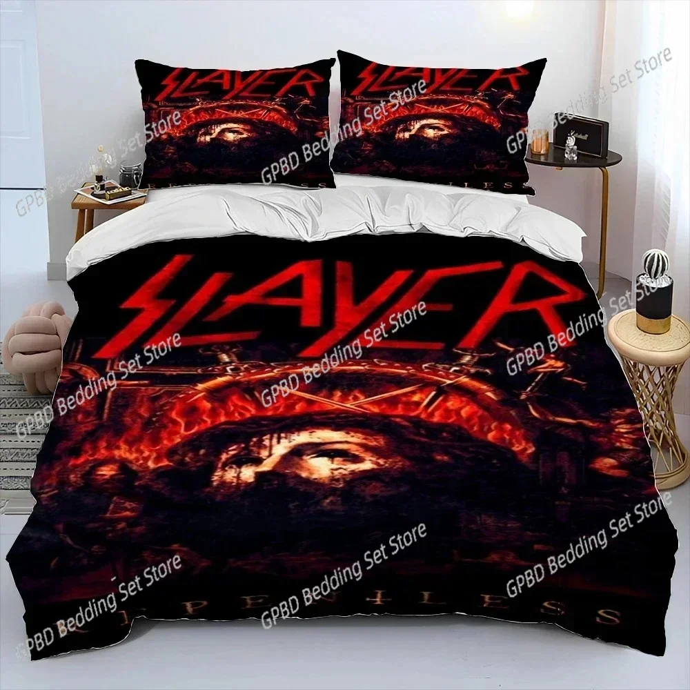 

2025 Luxury New 3D Print Slayer Heavy Metal Band Music Bedding Set Duvet Cover Bed Set Quilt Cover Pillowcase king Queen Size