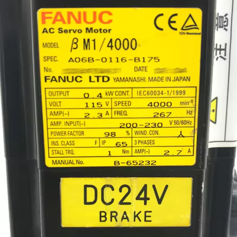 A06B-0116-B175 Fanuc Servo Motor Tested Ok A06B 0116 B175