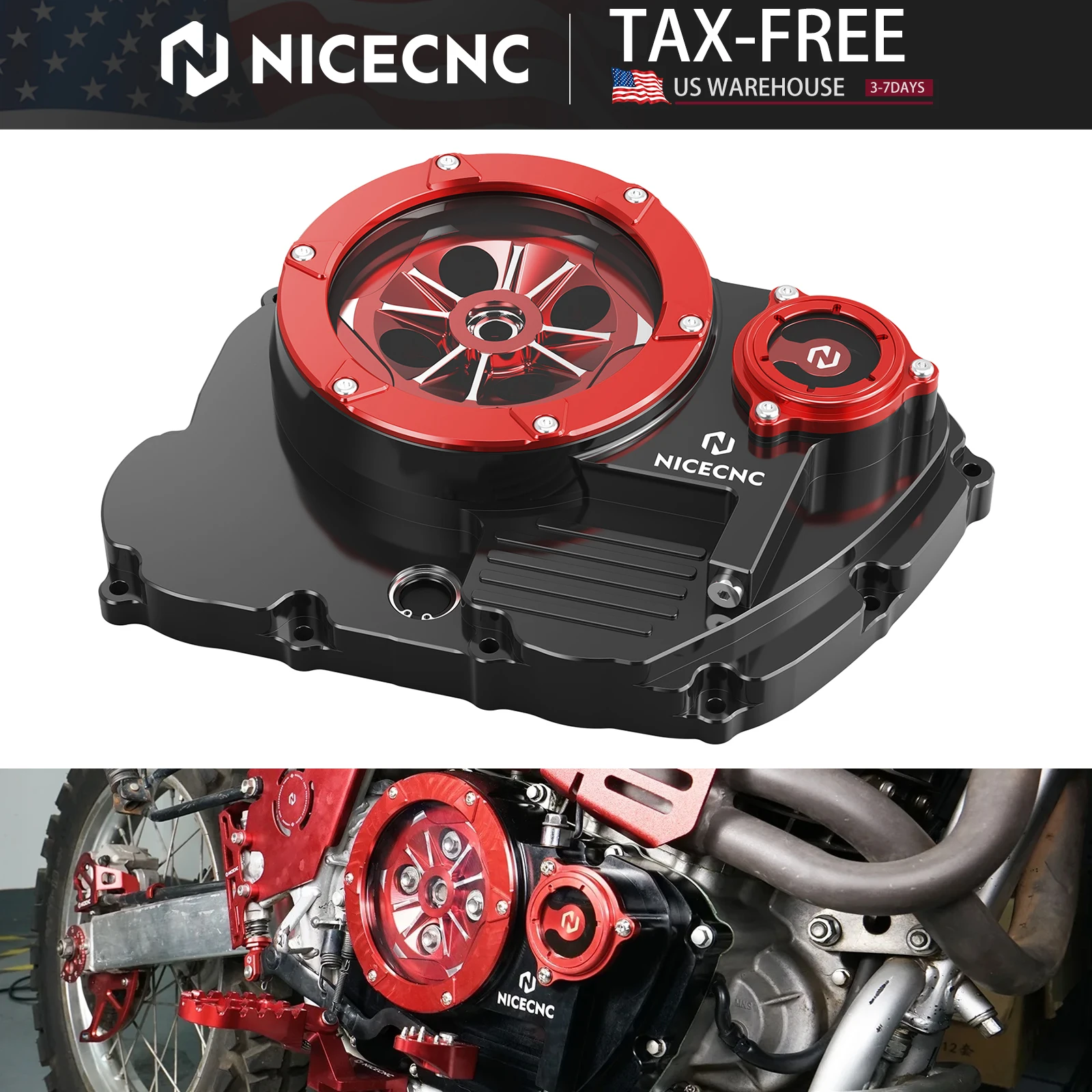 (US Stock) For 2025 Honda XR650L XR 650L 1993-2025 Motorcycle Right Engine Clutch Cover Oil Filter Cap Crank Case Housing Kit