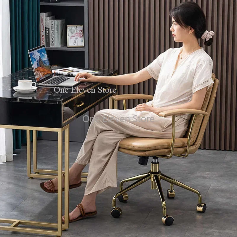 

Ergonomic Genuine Leather Office Chair Recliner Mobile Rocking Ergonomic Chair Swivel Leather Fotel Obrotowy Office Furniture 의자
