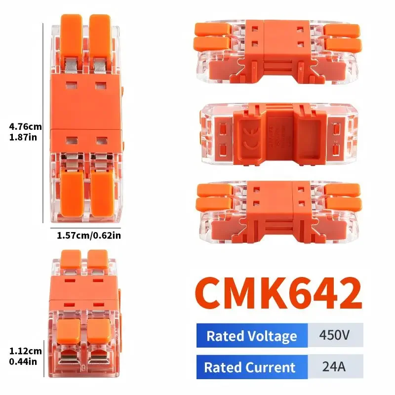 JINH 100Pcs Lever-Actuated Pluggable Terminal Selection Quick Wire Joint CMK642 No Screw No Tape Storage Box