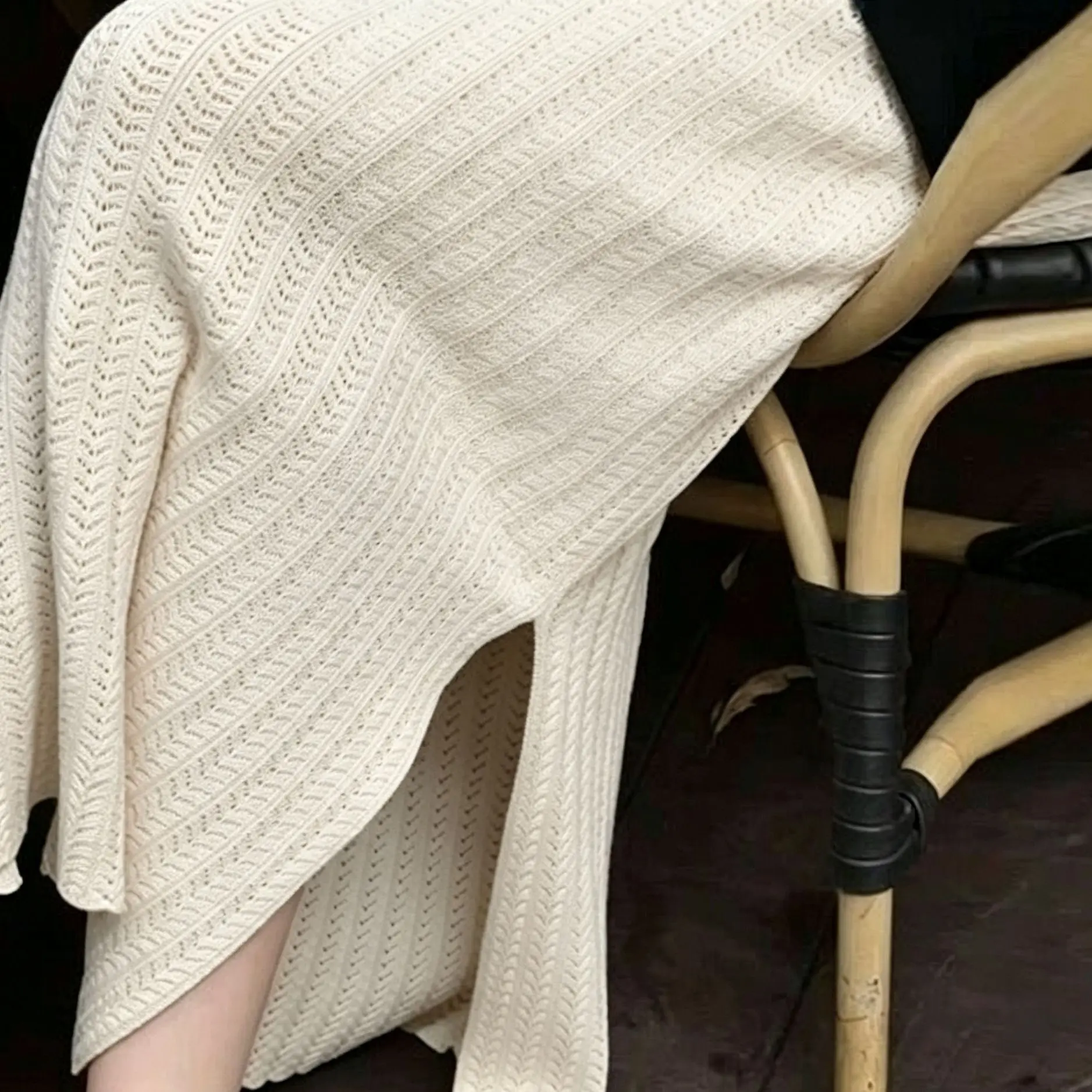 Summer Knitted Skirt Is Cool, 2026 Spring and Summer, Elastic Waist, Stylish, Simple, Versatile, Slit, Versatile Style