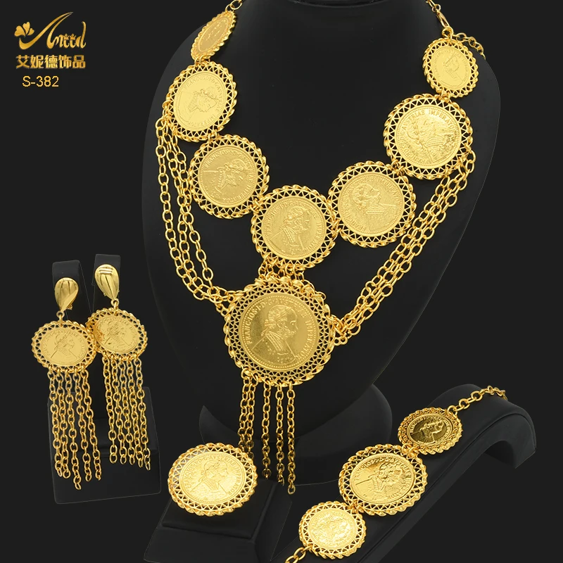 ANIID Set di gioielli con collana di monete africane per le donne Dubai nigeriano festa sposa moda collana girocollo collezione di nozze Set regalo