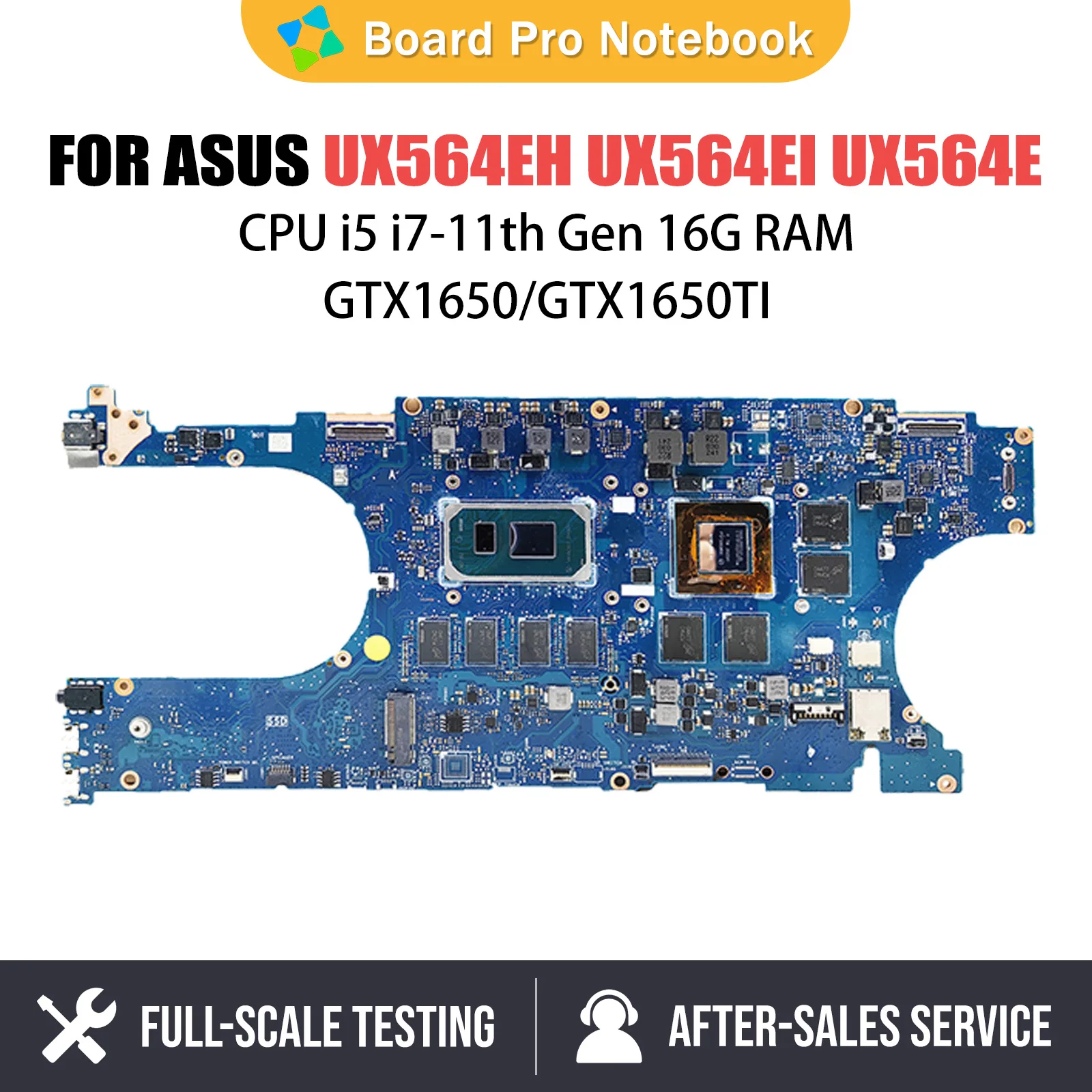 

Laptop Motherboard For Asus Zenbook Flip UX564EI UX564EH Q538EI Notebook Mainboard i5 i7 11th CPU 16G RAM GTX1650 GTX1650TI