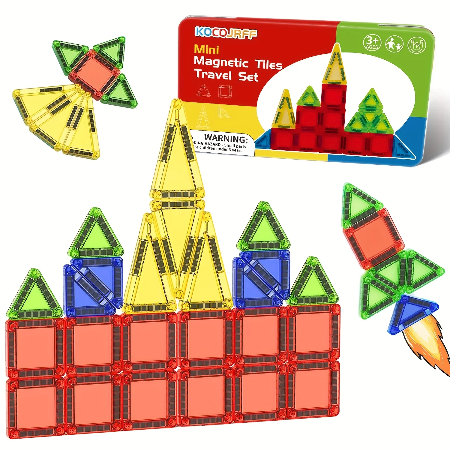 26/56 قطعة لعبة مكعبات بناء مغناطيسية صغيرة، لعبة بناء تخزين محمولة، عيد الشكر، هدية عيد الميلاد، لصالح الحفلات