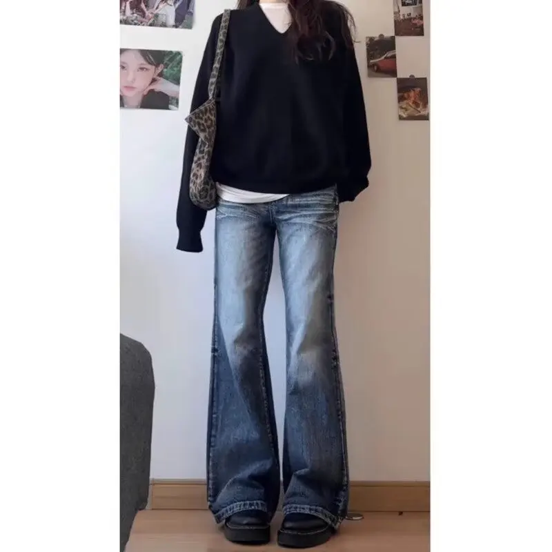 Y2k جينز سروال للمرأة شوجو فتاة نمط المرأة الدنيم السراويل منخفضة الارتفاع الجينز المرأة ملابس الربيع جان كوكيت جورتس فضفاض