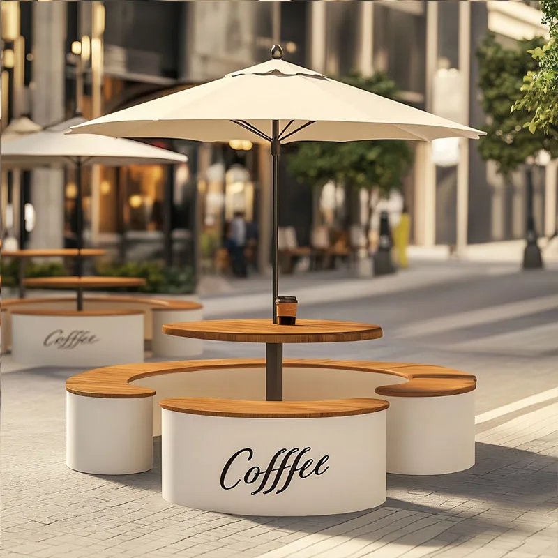 XL Outdoor Stainless Steel Flower Box Seat Combination Commercial Street Seat Stool Combination