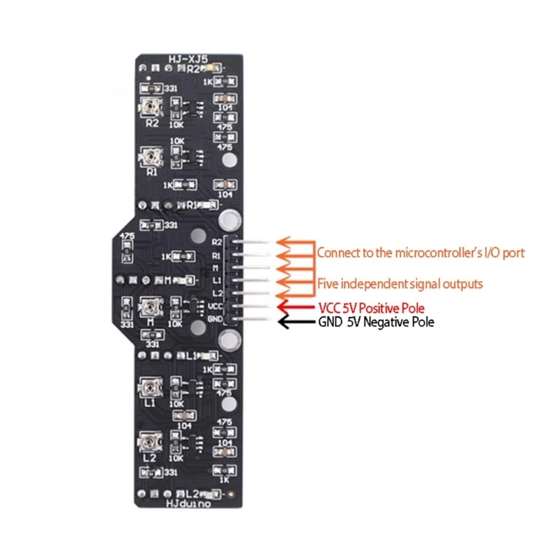 감지 5Way 디지털 트레이싱 센서를위한 STEM 교육 프로젝트 광전자 라인 사냥 색상 인식 D2RC