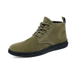 Green Shoes Men's Casual Sports Shoes Flat Black Short Boots Trainer Solid Color Hiking Shoes New Spring and Autumn Denim Boots