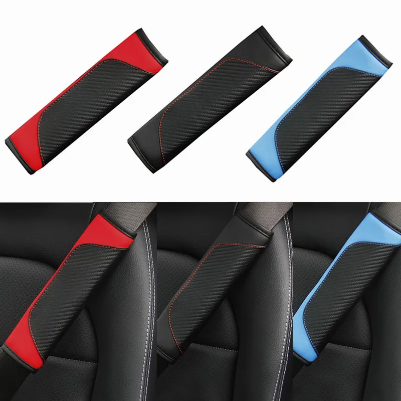 

Car Seat Belt Cover PU Leather Breathable Carbon Fiber Auto Seat Belt Covers Cushion Protector Safety Belts Shoulder Protection