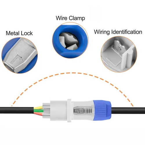 Imagen 2 del producto 10 Uds. Conector XLR Powercon de 3 pines 20A enchufe de alimentación enchufe macho adaptador XLR NAC3FCA NAC3MPA NAC3FCBBlue blanco