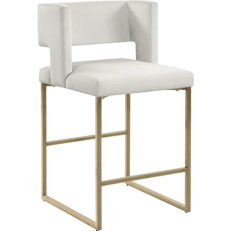 

Contemporary Counter Height Stool with Unique Square Back and Sturdy Iron Legs Counter Stool