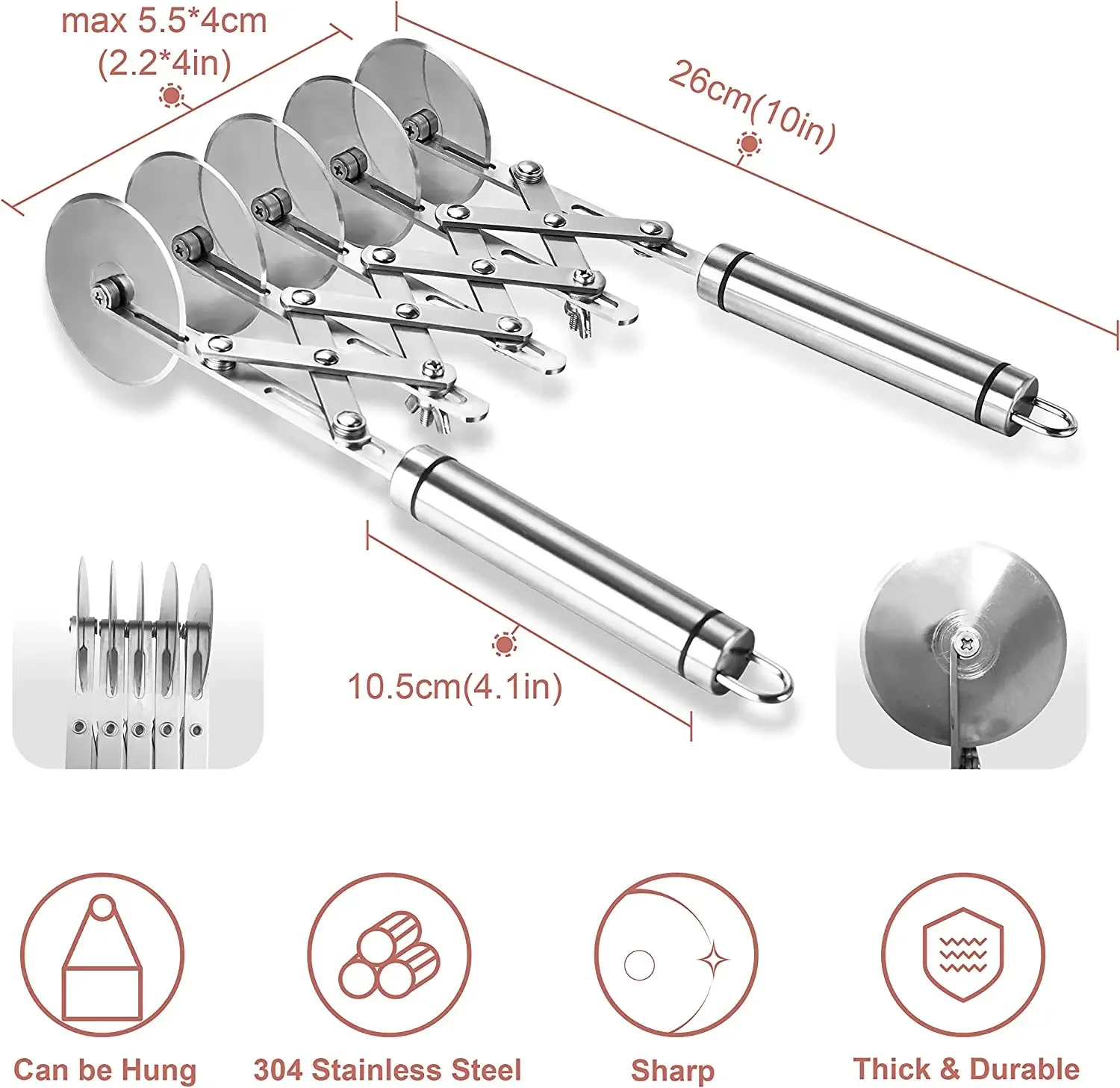 5 Wheels Pastry Cutter Dough Divider Side Pasta Knife Flexible Roller Blade Pizza Pastry Peeler Stainless Steel Wheel Cutter