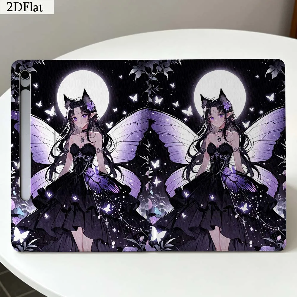 Cartoon Purple Butterfly Girl Gift For Samsung Galaxy Tab S11 S10 S9 S8 S7 S6 A11 A10.1 A9 A8 A7 Ultra FE Plus Soft Tablet Case