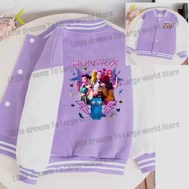 Chaqueta Demon Hunters Kpop para niñas, ropa de calle de Anime, chaquetas para niños, abrigo bonito de manga larga para otoño y primavera, ropa informal holgada