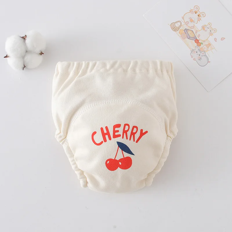 Baby 7 Floor Cartoon Cotton Animal Tiger Rabbit Squirrel Waterproof Diaper Pocket Diaper Training Pant Gauze Diape Learning Pant