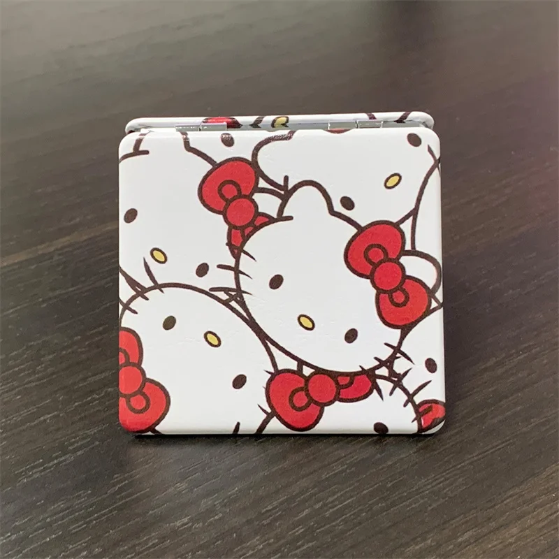 MINISO Hello Kitty specchio specchio portatile Hello Kitty Sanrio specchi pieghevoli portatili Double Sided Pattern Makeup Girl Gift