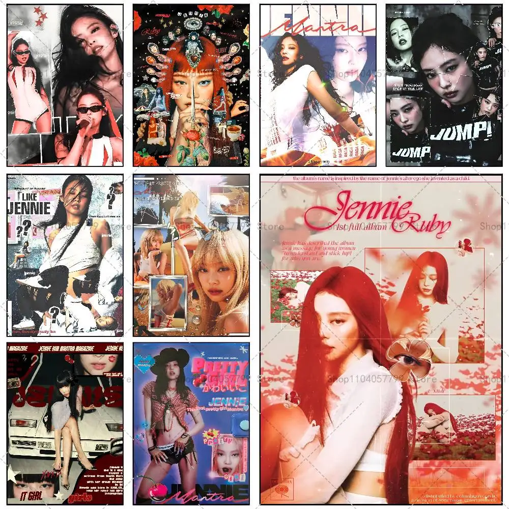 Singer J-Jennie Poupular Poster Self-adhesive Wall Mural Art Waterproof Sticker For Bar Room Decor High Quality Print Gift