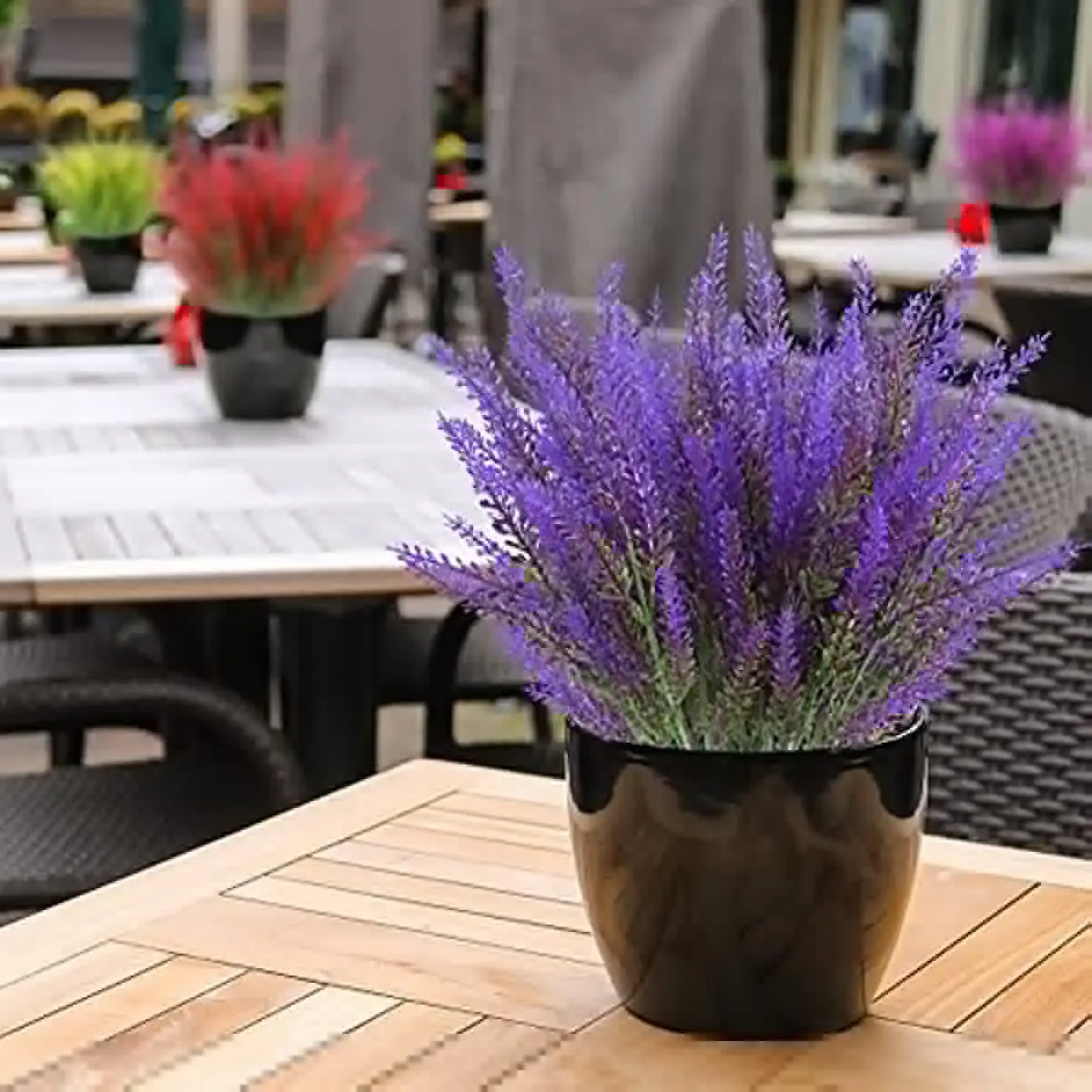 Artificial Flocked Lavender Flower Bundle 4