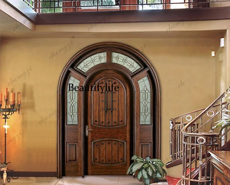 Z138 Customization Interior Teak Wood Double Door Design Wooden Back Doors With Glass Wooden Glass Panel Doors