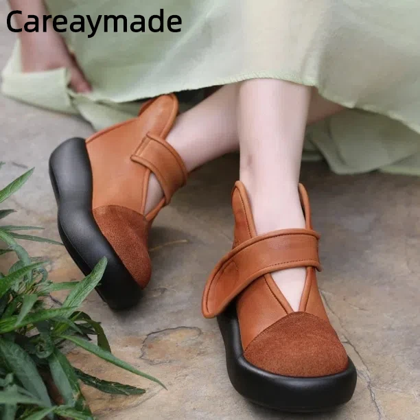 careaymade-100-cuir-veritable-bout-plus-large-chaussures-decontractees-pour-femmes-peau-de-vache-moche-mignonne-grande-tete-semelle-epaisse-eponge-gateau-femmes-chaussures