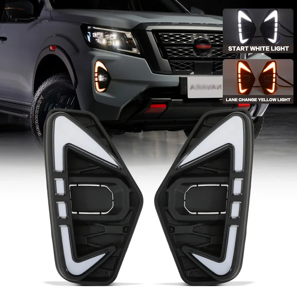 For Nissan Navara NP300 2021 2022 2023 LED Fog Light DRL With Turn Signals Lampdrl