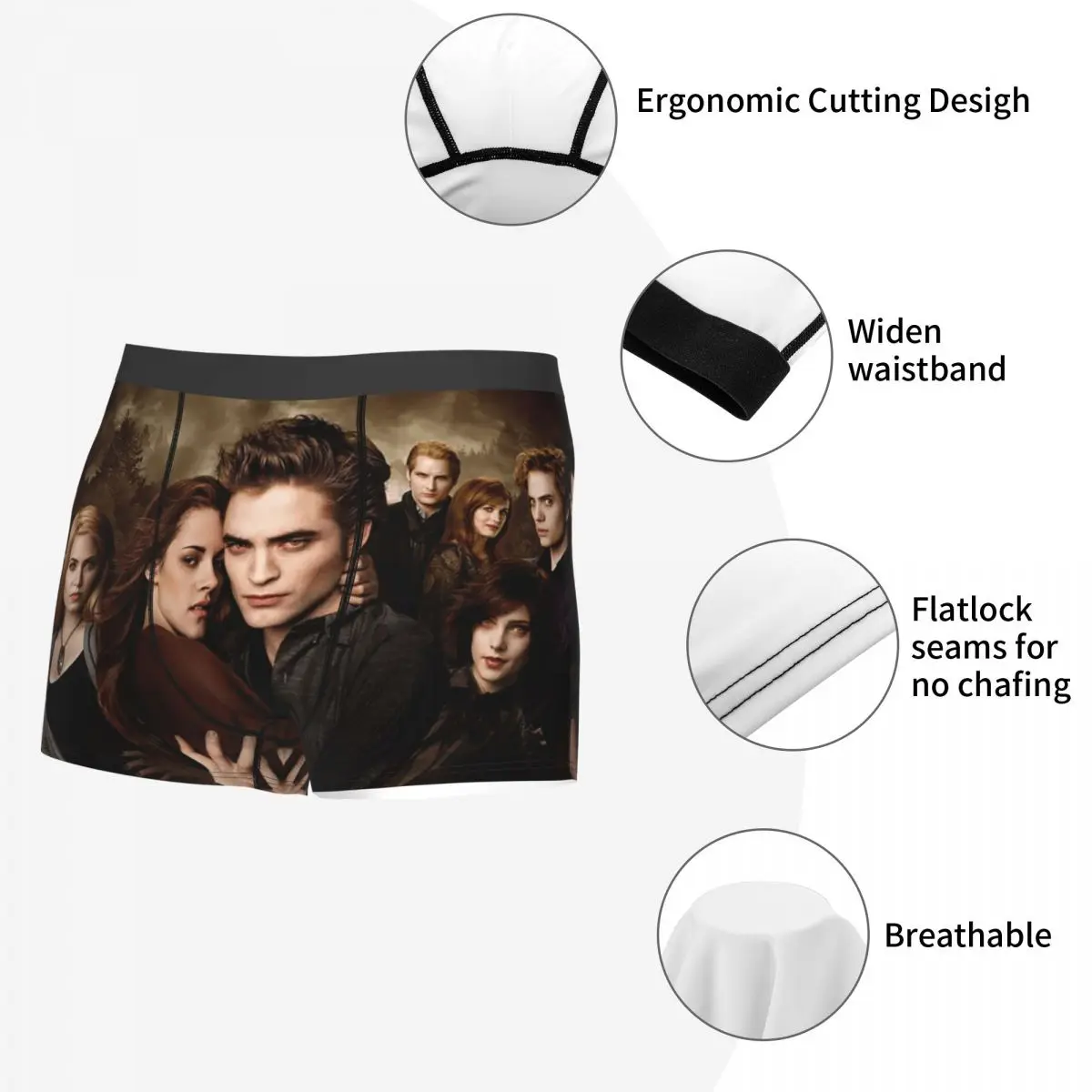 Men The Twilight Saga Vampire Boxer Briefs Shorts Panties Soft Underwear Movie Edward Bella Male Sexy Plus Size Underpants