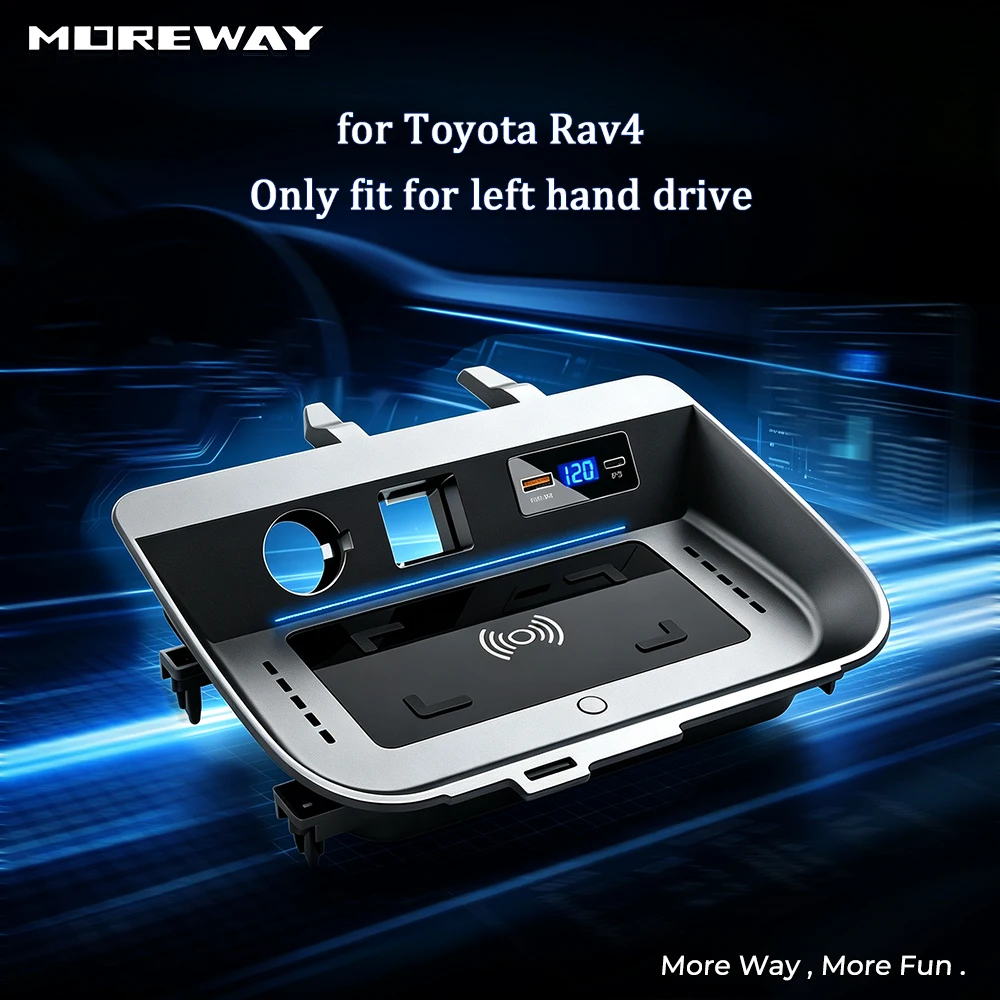 QC3 Fast Wireless Charging Phone Charger usb socket For Toyota RAV4 LHD 2020 2021 2022 2023 XA50 Center Console Accessories