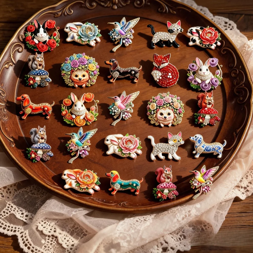 Baroque Luxury Magpie, Fox, Cat, Dog, Rabbit, and Other Animal-Themed Brooches and Pins for Men and Women, Jewelry Accessories