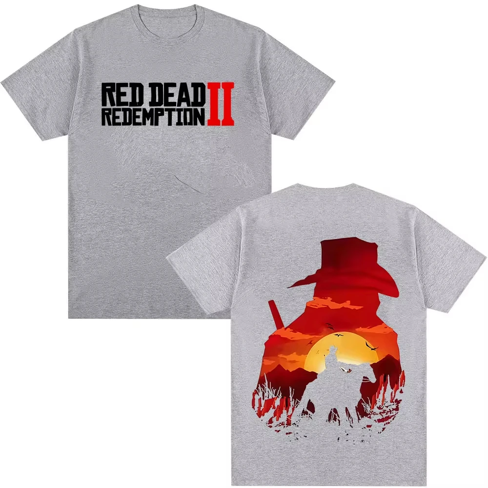 الرجال النساء القوطية تي شيرتات قصيرة الاكمام الأحمر الميت الفداء 2 لعبة لاعب الجرافيك تي شيرت Y2K موضة عالية الجودة القطن تي شيرت