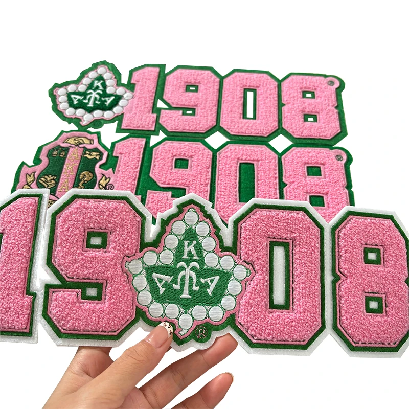 Pretty Girl 1908 numero Patch, rosa e verde, AKA Sorority , Alpha Kappa Alpha Ivy ciniglia Patch Patch di ferro per ragazze