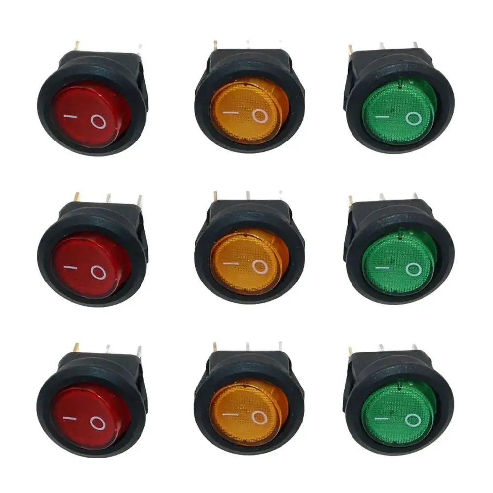 10Pcs 12V/250V Led Switch 10A 125V Light Switch Power Switch Car Button Lights ON/OFF 3pin Round Switch KCD1