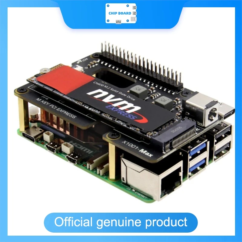 

Geekworm X1001-Max PCIe3.0 M.2 NVMe HAT, высокомощный 120W PD/DC 9-20V, поддерживает AI-акселераторы и большие SSD-накопители