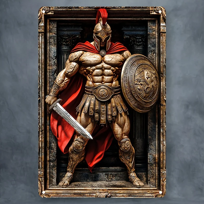 

Aluminum Sign, 2D Greek God Military Style, Square Plaque, Wall Art for Home, Kitchen, Bar, Restaurant, Door, Room Decor