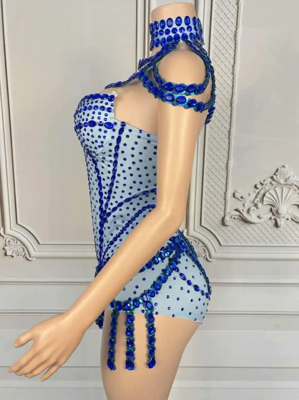 Sexy Show Performance Dance Costume Sparkly Rhinestones Fringes Bodysuit for Women Nightclub Outfit Singer Dancer Stage Wear