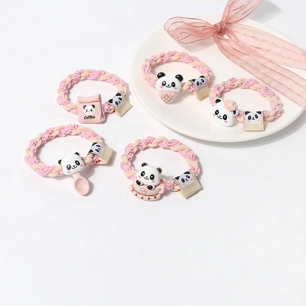 Cute Cartoon Animal Hair Ties for Women Panda Cat Lamb Rubber Band Elastic Hair Bands Headband Girls Daily Hair Accessories