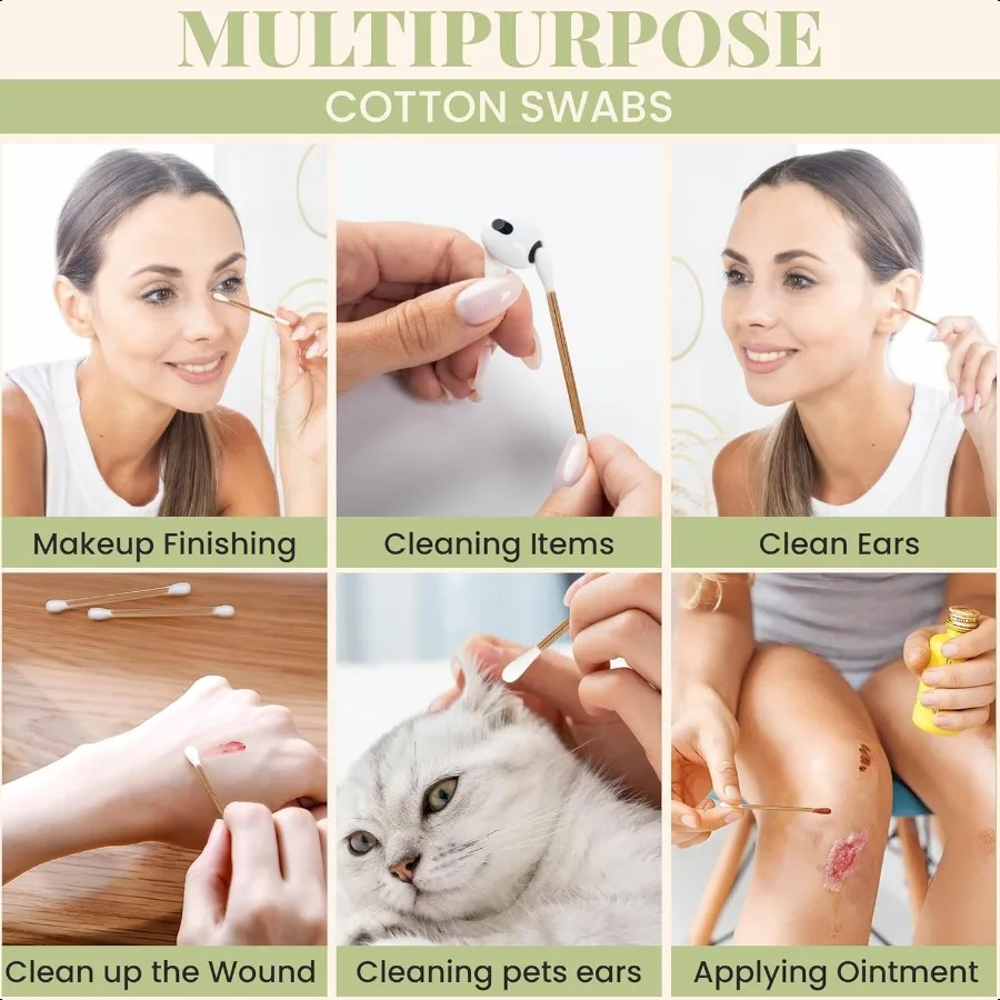 Tamponi di cotone in bambù naturale per orecchie Confezione da 500 Qtips con bambù gassato per una resistenza EcoFriendly Biodegradabile Vegan 100 C