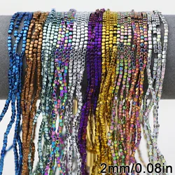 2mm Blue,Green,Golden Hematite Rounded Square Natural Stone Loose Spacer Beads For Jewelry Making Diy Bracelet Necklace Supplies